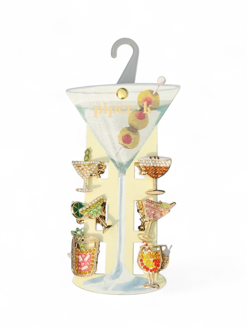 Piper K Cocktail Drinks Rhinestone Hair Clip Set Of Six - Picture 2 of 6